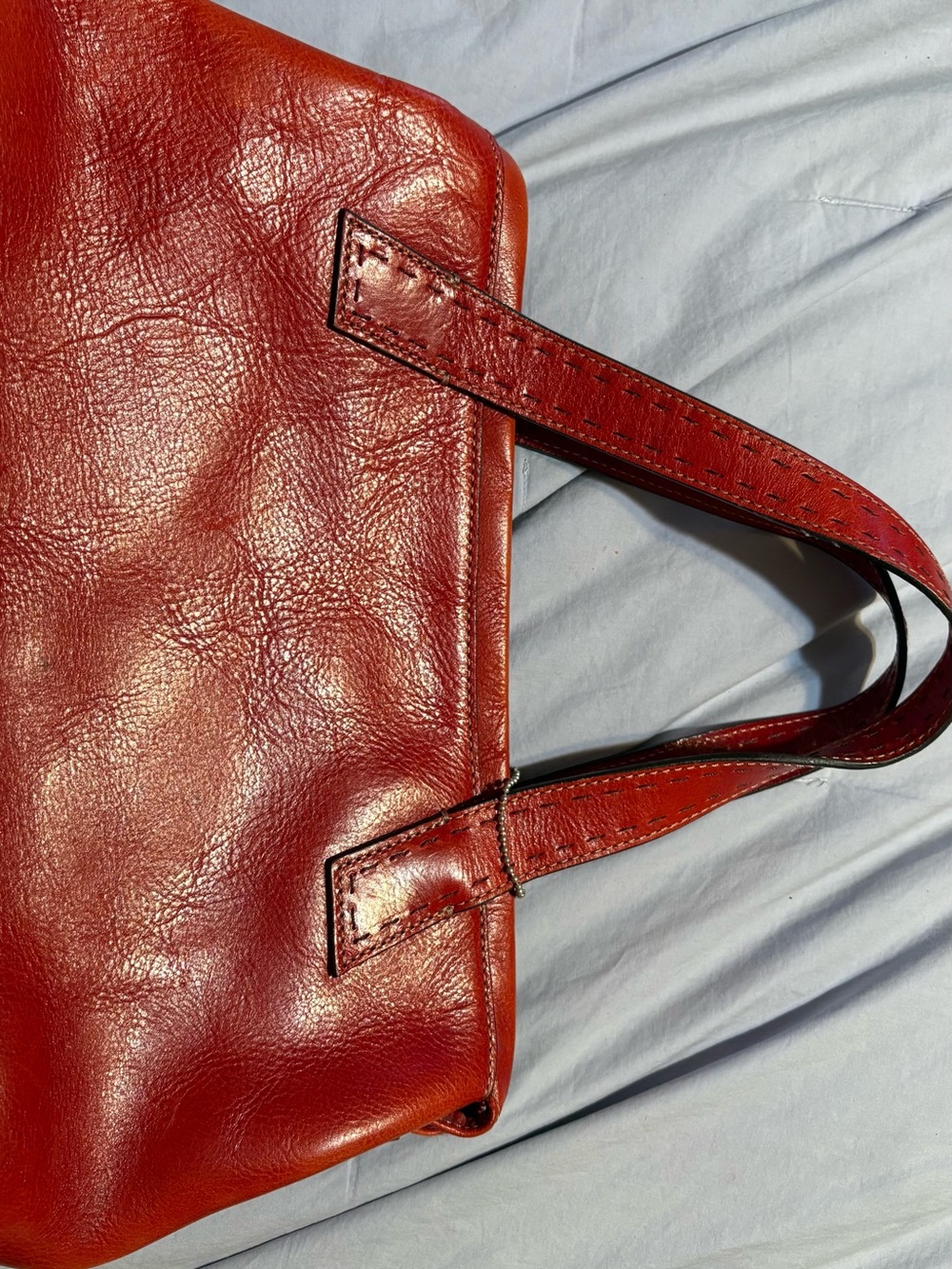 Fossil Deep Red Leather Shoulder Bag